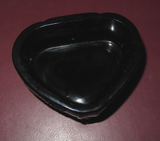 Vintage Fenton Black Glass Heart Shaped Trinket Box Hand Painted by A. Russell