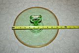 Vintage Early 20th Century Center Handle Green Depression Glass Serving Platter