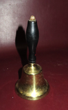 Antique 6.5" Long Brass School House Dinner Call Bell w/ Black Lacquered Handle