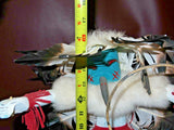 Hoop Dancer Native American Navajo Wood Feather Fur Leather Kachina Doll - As-Is