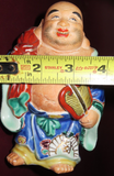 Vintage 6" Tall Japanese Hand Painted Porcelain Kutani Hotei Buddha Figure