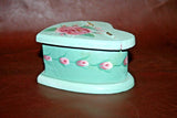 Hand Made Arts & Crafts Painted Signed Flip-Lid Heart Shaped Wooden Jewelry Box