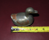 Vintage Asian Style 4" Miniature Pewter & Brass Duck Lidded Ashtray Trinket Box