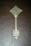 Antique Ethiopian 10" Tall Hand Held Coptic Priests Cross - Inscribed on Handle