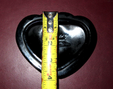 Vintage Fenton Black Glass Heart Shaped Trinket Box Hand Painted by A. Russell