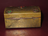 Vintage Hand Enameled 3.5x2.5" Chinese Brass Flip Lid Trinket Box - Sold As-Is