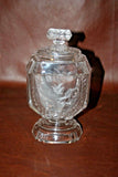 RARE Antique Ornate Early 20th Century Large Etched Glass Cream & Lidded Sugar