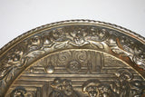 European Style 17" Round Hanging Brass Tray Embossed w/ Tavern Pub Scene