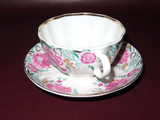Vintage Lomonosov Porcelain Cup & Saucer w/ Rose Floral Pattern - Made in Russia
