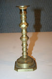 Antique Pair Ornate 9" Victorian English Brass Candlestick Holders w Square Base