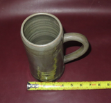 Vintage 8" Tall Signed English Style 1L Turned Pottery Beer Mug - Stamped "E.S."