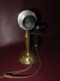 Antique Western Electric Brass Candlestick Telephone w/ Ringer Box - Patent 1904