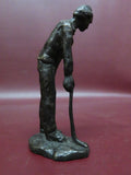 Vintage 5" Tall Solid Bronze Golf Figurine Sculpture of Golfing Man c. 1930