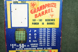 Vintage 10-Cent "Grand Prize Barrel" 622 Hole Punch Board Serial 21010 Unpunched