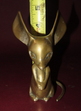 Vintage 1950s 5" Tall Solid Brass Large Eared Mouse Figurine