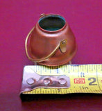 Vintage 1.5" Miniature Copper & Brass Doll Furniture Coal Scuttle Pot w/ Handle