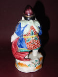 Vintage 6" Tall Japanese Hand Painted Buddha Figure w/ Large Fish - Finger Chips