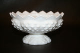 Vintage Fenton Milk Glass Hobnail 6-Hole Pattern 6.5" Centerpiece Candle Holder