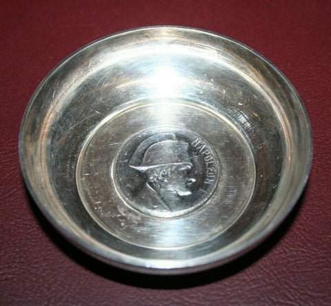 Vintage 3" Collectible French Silverplate Napoleon I Commemorative Bowl Dish