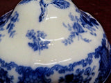 Antique William & Brownfield 11" Flow Blue English Viola Pattern Covered Dish