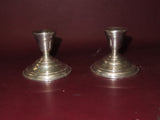 Antique Pair 3.5" Short Weighted Sterling Silver Candlestick Holders - No. 80