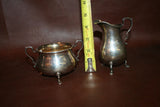 Vintage 4-pc International Silverplate Tea Set w/ Teapot, Cream, Sugar, and Tray