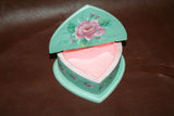 Hand Made Arts & Crafts Painted Signed Flip-Lid Heart Shaped Wooden Jewelry Box