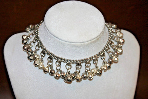 Middle Eastern Style Vintage Silverplate 10" Belly Dancer Choker Necklace