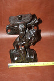 Vintage Hand Carved 13" Tall Chinese Wooden Fisherman Sculpture Figure