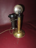 Antique Western Electric Brass Candlestick Telephone w/ Ringer Box - Patent 1904