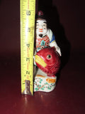 Vintage 6" Tall Japanese Hand Painted Buddha Figure w/ Large Fish - Finger Chips