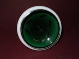 Vintage Elegant 7" Green & White Floral Bohemian Art Glass Lidded Urn Ginger Jar