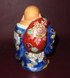 Vintage 6" Tall Japanese Hand Painted Porcelain Kutani Hotei Buddha Figure