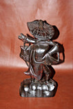 Vintage Hand Carved 13" Tall Chinese Wooden Fisherman Sculpture Figure
