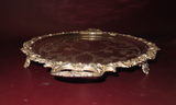 Vintage 25" Long Oval Double Handle Footed Silverplate Serving Platter TJ 29734