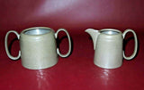 Vintage Hammered English Pewter Cream & Sugar Set - Craftsman Sheffield