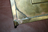 Vintage Italian Brass 9x5" Rectangular Double Desk Pen Inkwell - Sarried LTD