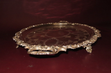 Vintage 25" Long Oval Double Handle Footed Silverplate Serving Platter TJ 29734