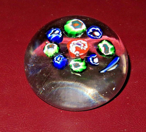 Collectible 2.5" Modern Multi-Color Millefiori Hand Blown Art Glass Paperweight