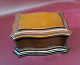 Vintage Italian Style 8" Walnut Flip Lid Felt Lined Jewelry Box w/ Bombay Sides