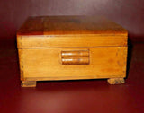 Vintage 10" Footed Flip-Lid Dovetailed Wooden Jewelry Box - Couple & Bench Scene