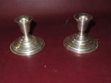 Antique Pair 3.5" Short Weighted Sterling Silver Candlestick Holders - No. 80