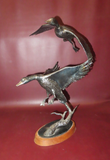 Vintage 18" Hand Made Cast Iron Duck Sculpture Figure - Signed Mattheson 1986