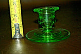 Pair Vintage 3.5" Art Deco Green Glass Candlestick Holders