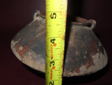 Primitive Hand Made 7" Ecuadorian Latin American Double Handle Clay Cooking Pot