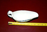 Vintage Shenango China 9" Long White Porcelain Gravy Boat w/ Blue-Green Trim