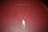 Vintage American Southwest Style 25" Etched Silver Pendant Necklace w/ Tassels