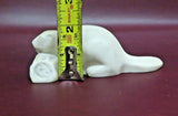 Vintage 5" Long Miniature White Faux Marble Beaver on Log Figurine