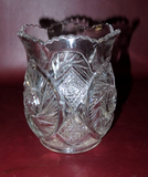 Early 20th Century 5" Tall Clear Star Cut Style Pressed Glass Spooner Vase