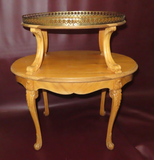 Antique French Provincial Satinwood 2-Tier Cabriole Leg Oval Occasional Table